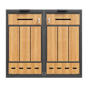 Cutie pentru pubele cu orificii de ventilație, pentru 2x 120–240 l și potrivită pentru exterior, 132x84, 5x118 cm, Gri+Culoare naturală imagine