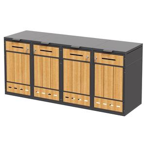Cutie pentru pubele cu capace rabatabile și uși cu deschidere frontală, pentru 4×120–240 l , 264x84, 5x118 cm, Gri+Culoare naturală imagine