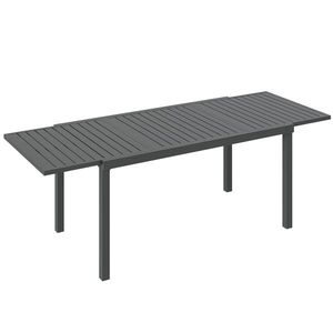 Outsunny Masă de Grădină Extensibilă 150/225x85x75 cm Masă de Luat Masa din Aluminiu cu Blat cu Șipcă pentru 6-8 Persoane Gri | Aosom Romania imagine