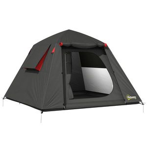 Outsunny Cort camping 2 persoane 3000 mm impermeabil & rezistent la vânt, cort cupolă cu 2 uși, 2 ferestre cu plasă, 2 ferestre laterale, husă de transport | Aosom Romania imagine