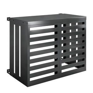 Outsunny Husă pentru aer condiționat exterior, din oțel galvanizat, Gard cu lamele pentru grădină, Gri închis | Aosom Romania imagine