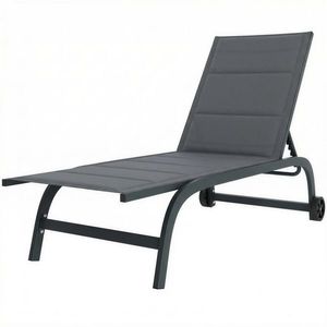 Outsunny Șezlong de soare material respirabil cu spătar reglabil în 6 trepte, roți, cadru din aluminiu Gri închis | Aosom Romania imagine