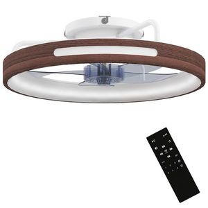 HOMCOM Ventilator de tavan cu lumină LED 40 W motor DC reversibil telecomandă 6 viteze 3 culori temporizator Teak | Aosom Romania imagine