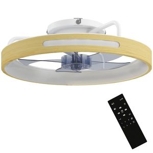 HOMCOM Ventilator de tavan cu lumină LED 40 W Motor DC reversibil Telecomandă 6 viteze 3 culori Temporizator Lemn Natural | Aosom Romania imagine