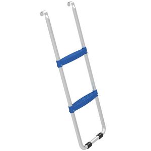 SPORTNOW Scară pentru trambulină 2 trepte late cu cârlig universal, cadru din oțel galvanizat, capacitate 150 kg, 97x32x7 cm, Albastru | Aosom Romania imagine