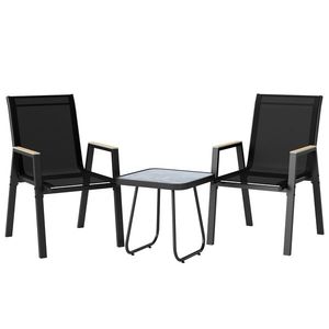 Outsunny Set Bistrou Exterior 3 Piese, Măsuță cu Piciorușe Reglabile | Aosom Romania imagine