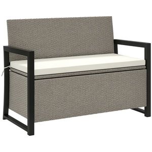 Outsunny Bancă de Grădină cu Spațiu de Depozitare, 117x60x86 cm, Alb Crem | Aosom Romania imagine