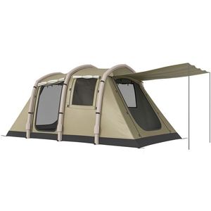 Outsunny Cort gonflabil 5-6 persoane Montare rapidă Cort outdoor pentru camping cu pompă Ferestre din plasă țăruși Prelată frontală | Aosom Romania imagine