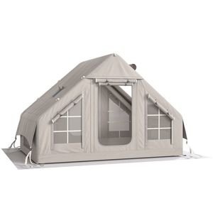 Outsunny Cort gonflabil 5–8 persoane, montare rapidă, 8000 mm impermeabil și rezistent la vânt cu pompă, racord pentru sobă, fereastră de acoperiș | Aosom Romania imagine