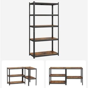 Raft modular pentru depozitare Songmics, 100 x 50 x 200 cm, MDF/otel, maro rustic imagine