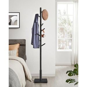 Cuier cu 8 agatatori Tree, Vasagle, 30x30x175 cm, lemn de arbore de cauciuc/MDF, negru imagine