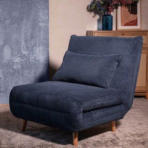 Canapea extensibila 1 loc Solace, Homla, 83x91x84 cm, MDF/catifea din poliester, bleumarin imagine