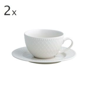 Set 2 cesti cu farfurie pentru ceai, Burlesque, Brandani, 16x6.5 cm, portelan imagine