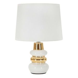 Lampa de masa Liara, Mauro Ferretti, 1 x E14, 40W, 23x32 cm, ceramica/fier, alb/auriu imagine