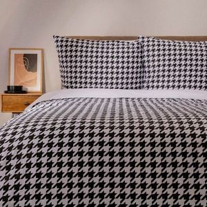Lenjerie de pat pentru o persoana Rebeka, Homla, 2 piese, 140x200 cm, bumbac, alb/negru imagine