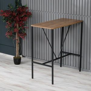 Masa de bar, Hanah Home, Nordic, 90x92x45 cm, PAL, Nuc / Negru imagine