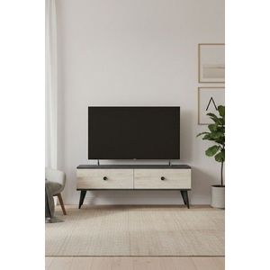 Comoda TV, Hanah Home, Mona 120, 120x40.5x32 cm, PAL , Antracit / Travertin imagine