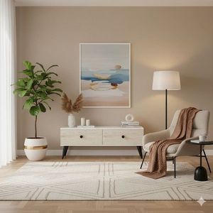 Comoda TV, Hanah Home, Mona 120, 120x40.5x32 cm, PAL , Alb / Travertin imagine