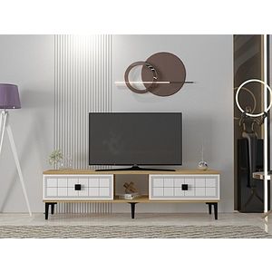 Comoda TV, Hanah Home, Yuka 150, 150x41x30 cm, PAL , Stejar Safir / Alb imagine
