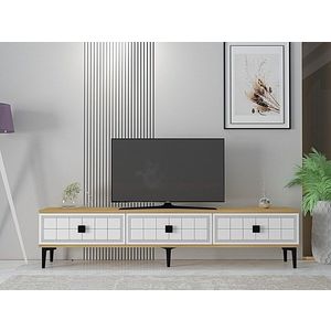 Comoda TV, Hanah Home, Yuka 180, 180x41x30 cm, PAL , Stejar Safir / Alb imagine