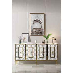 Consola, Hanah Home, Puma 150, 150x75x32 cm, PAL , Alb/Auriu imagine