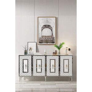 Consola, Hanah Home, Puma 150, 150x75x32 cm, PAL , Alb / Argintiu imagine