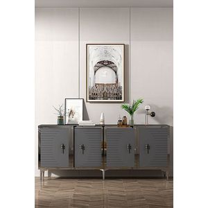 Consola, Hanah Home, Tuna 180, 180x75x32 cm, PAL , Antracit / Argintiu imagine