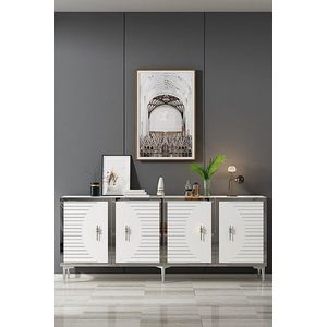 Consola, Hanah Home, Tuna 180, 180x75x32 cm, PAL , Alb / Argintiu imagine