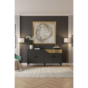 Consola, Hanah Home, Gama 150, 150x75x32 cm, PAL , Antracit / Aur imagine