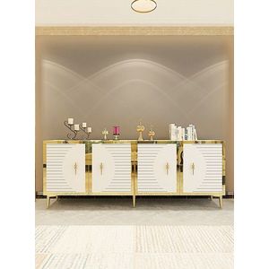 Consola, Hanah Home, Tuna 180, 180x75x32 cm, PAL , Stejar Safir / Alb / Auriu imagine