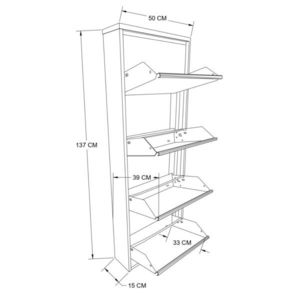 Pantofar, Hanah Home, Marino 4, 50x137x15 cm, 100% SHEET METAL, Maro / Crem imagine