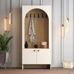 Cuier de perete, Hanah Home, Palermo K, 90x200.6x37 cm, PAL, Crem / Stejar imagine