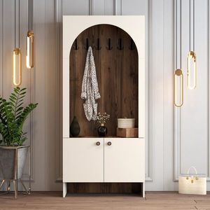 Cuier de perete, Hanah Home, Palermo K, 90x200.6x37 cm, PAL, Crema/Nuca imagine