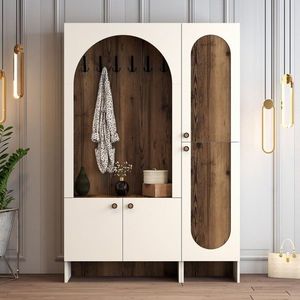 Cuier de perete, Hanah Home, Palermo Kl, 135x200.6x37 cm, PAL, Crema/Nuca imagine