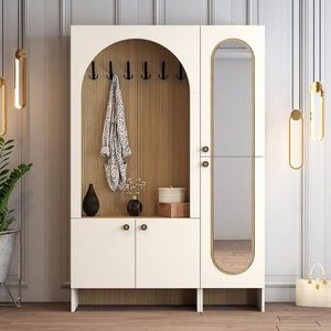 Cuier de perete, Hanah Home, Palermo Km, 135x200.6x37 cm, PAL, Crem / Stejar imagine