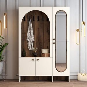 Cuier de perete, Hanah Home, Palermo Km, 135x200.6x37 cm, PAL, Crema/Nuca imagine