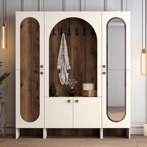 Cuier de perete, Hanah Home, Palermo Klm, 180x200.6x37 cm, PAL, Crema/Nuca imagine