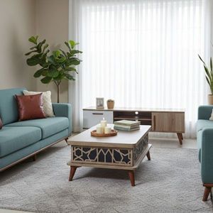 Masuta de cafea, Hanah Home, Ada, 90x38x60 cm, PAL, Albastru imagine