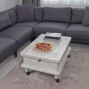 Masuta de cafea, Hanah Home, Dy Adt, 90x40x60 cm, PAL, Alb antic imagine