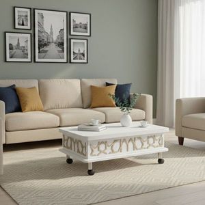 Masuta de cafea, Hanah Home, Adt, 90x40x60 cm, PAL, Alb imagine