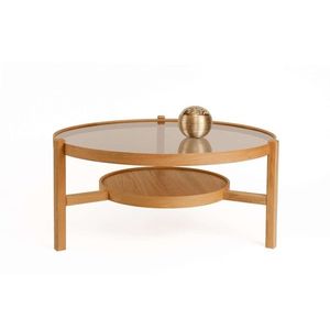 Masuta de cafea, Hanah Home, Flora, Lemn masiv, Stejar imagine