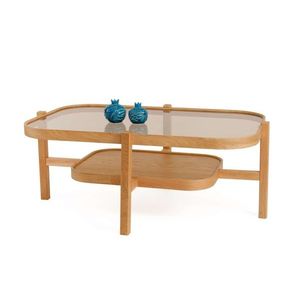 Masuta de cafea, Hanah Home, Godiva, 110x48x70 cm, Lemn masiv, Stejar imagine