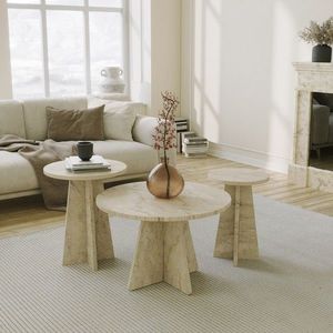 Set masute de cafea, Hanah Home, Mushroom 3, PAL, Travertin imagine