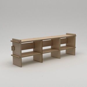 Comoda TV, Hanah Home, Lucis, 220x70x38 cm, 100% BIRCH PLYWOOD, Lemn natural imagine