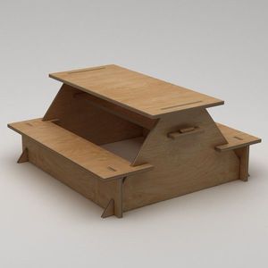 Masa de gradina, Hanah Home, Tela, 160x75x150 cm, 100% BIRCH PLYWOOD, Lemn natural imagine