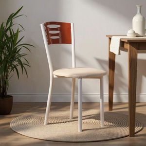 Set scaune 2 piese, Hanah Home, Polo, Metal, Maro/Alb imagine