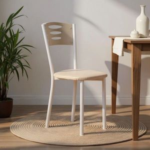 Set scaune 2 piese, Hanah Home, Polo, Metal, Crem/Alb imagine