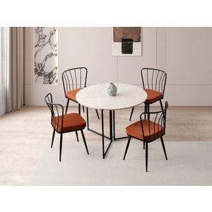 Masa extensibila, Hanah Home, Yaprak, 100x72x100 cm, PAL, Travertin / Negru imagine