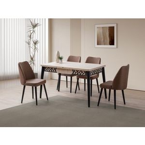 Masa extensibila, Hanah Home, Mira, PAL, Travertin / Negru imagine