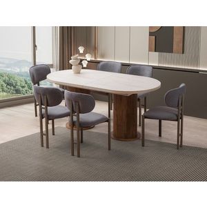 Masa extensibila, Hanah Home, Gusto, 180x77x90 cm, PAL, Travertin / Nuc imagine